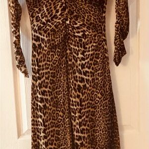 Brown and Cream Sheath Dress with Bishop Sleeves. Never worn.